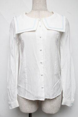 画像1: E hyphen world gallery / セーラーブラウス  白 S-25-06-19-013-LO-BL-AS-ZS