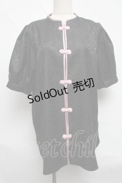画像1: jouetie / チャイナブラウス  黒ｘピンク S-25-06-19-026-EL-BL-AS-ZS