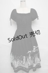 Moi-meme-Moitie / サイレントムーンプリントロングワンピース(2011) 2 ブラック×ホワイト S-25-06-20-042-MO-OP-SZ-ZS