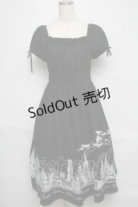 Moi-meme-Moitie / サイレントムーンプリントロングワンピース(2011) 2 ブラック×ホワイト S-25-06-20-042-MO-OP-SZ-ZS