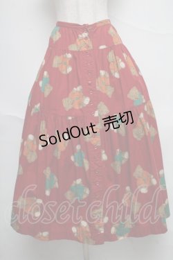 画像1: PINK HOUSE / テディベアロングスカート  赤 S-25-06-20-057-LO-SK-HR-ZS