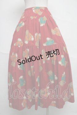 画像2: PINK HOUSE / テディベアロングスカート  赤 S-25-06-20-057-LO-SK-HR-ZS