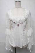 Ozz oneste / レースフレア袖カットソー  白 S-25-06-20-011-OO-TO-SZ-ZS
