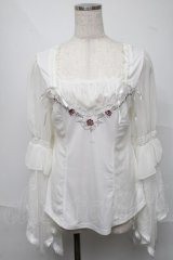 Ozz oneste / レースフレア袖カットソー  白 S-25-06-20-011-OO-TO-SZ-ZS