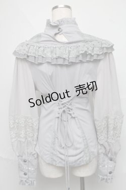 画像2: OZZ ANGELO / 袖シフォンレースフリルプルオーバー  グレー S-25-06-20-012-OO-TO-HR-ZS