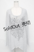 Ozz Croce / ゴシックプリントイレギュラーカットソー  グレー S-25-06-20-014-OO-TO-HR-ZS