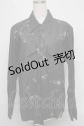 h.NAOTO / プリントコーティングシャツ  黒 S-25-06-20-019-HN-TS-HR-ZS