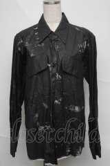 h.NAOTO / プリントコーティングシャツ  黒 S-25-06-20-019-HN-TS-HR-ZS