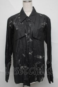 h.NAOTO / プリントコーティングシャツ  黒 S-25-06-20-019-HN-TS-HR-ZS