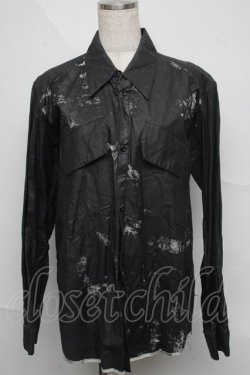 画像1: h.NAOTO / プリントコーティングシャツ  黒 S-25-06-20-019-HN-TS-HR-ZS