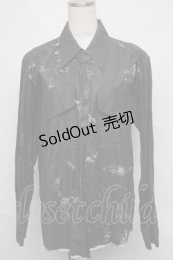 画像1: h.NAOTO / プリントコーティングシャツ  黒 S-25-06-20-019-HN-TS-HR-ZS