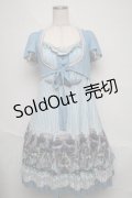 Ozz oneste / トルソープリントボレロ重ね風ワンピース  サックス S-25-06-20-027-OO-OP-AS-ZS
