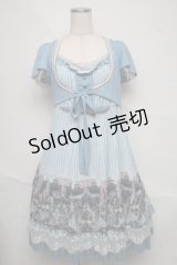 Ozz oneste / トルソープリントボレロ重ね風ワンピース  サックス S-25-06-20-027-OO-OP-AS-ZS