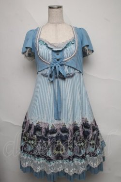 画像1: Ozz oneste / トルソープリントボレロ重ね風ワンピース  サックス S-25-06-20-027-OO-OP-AS-ZS