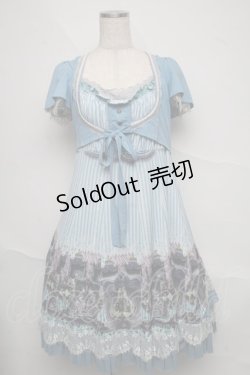 画像1: Ozz oneste / トルソープリントボレロ重ね風ワンピース  サックス S-25-06-20-027-OO-OP-AS-ZS