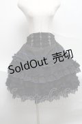 OZZ ANGELO / 薔薇刺繍配色フリルスカート  黒ｘ青 S-25-06-21-052-OO-SK-AS-ZS