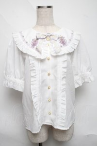 Amavel / Magical Cosmic Cosmetic半袖ブラウス  白 S-25-06-21-016-CA-BL-AS-ZS