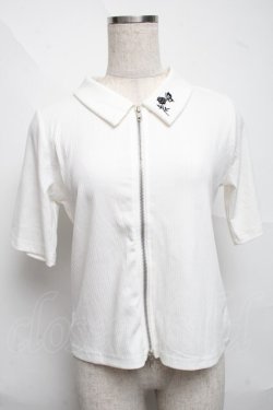 画像1: axes femme / 刺繍入ダブルジップトップス  白 S-25-06-21-017-AX-TO-HR-ZS
