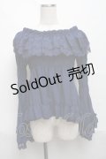 ATELIER PIERROT / レースシャーリング姫袖ブラウス  青 S-25-06-21-021-EL-TO-AS-ZS