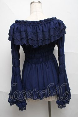 画像2: ATELIER PIERROT / レースシャーリング姫袖ブラウス  青 S-25-06-21-021-EL-TO-AS-ZS
