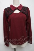 axes femme / ローズチャーム付トップス  ボルドー S-25-06-21-023-AX-TO-HR-ZS