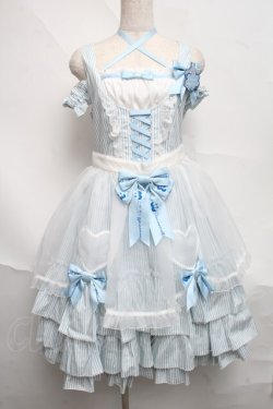 画像1: metamorphose / シナモロールコラボ　エプロン付きジャンパースカート  サックス S-25-06-21-041-ME-OP-AS-ZS