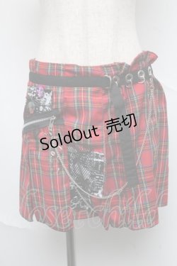 画像1: h.ANARCHY / チェック柄デコスカート  赤 S-25-06-22-056-HN-SK-SZ-ZS