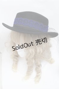 Moi-meme-Moitie / レースxリボンハット  黒ｘ青 S-25-06-22-008-MO-AC-HR-ZS