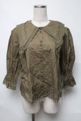 Perla nell' ostrica / コットンパフブラウス  カーキ S-25-06-22-023-EL-BL-AS-ZT051
