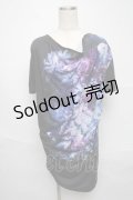 CIVARIZE / モードドレープフラワーTシャツ  黒 S-25-06-22-029-GO-TS-AS-ZS