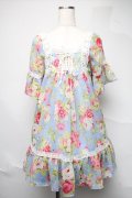 LIZ LISA / 花柄シフォンチュニック  ブルー S-25-06-22-040-LO-TO-AS-ZS