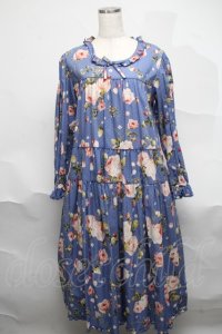 PINK HOUSE / Berry Roseプリントミディワンピース  ブルー S-25-06-23-048-LO-OP-SA-ZS