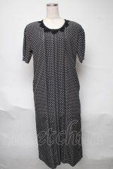 INGEBORG / レース襟デザインドット半袖ワンピース  黒Ｘ白 S-25-06-23-051-LO-OP-SA-ZS