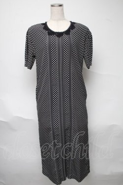 画像1: INGEBORG / レース襟デザインドット半袖ワンピース  黒Ｘ白 S-25-06-23-051-LO-OP-SA-ZS