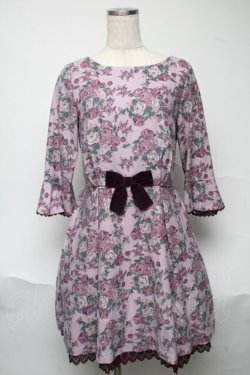 画像1: axes femme POETIQUE / ローズ起毛ワンピース  ラベンダー S-25-06-23-052-AX-OP-AS-ZS