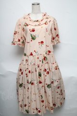 PINK HOUSE / フルーツプリントミディワンピース  ベージュピンク S-25-06-23-028-LO-OP-SA-ZS