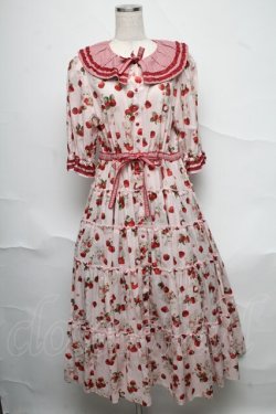 画像1: alcali / サイベリアンストロベリーワンピース  ピンクＸ赤Ｘ白 S-25-06-23-031-LO-OP-SA-ZS