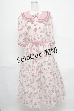 画像1: alcali / サイベリアンストロベリーワンピース  ピンクＸ赤Ｘ白 S-25-06-23-031-LO-OP-SA-ZS