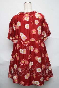 画像2: PINK HOUSE / ひな菊コサージュプリントチュニックブラウス  赤 S-25-06-23-036-LO-BL-SA-ZS