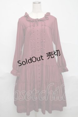 画像1: PINK HOUSE / ローンフリルティアードワンピース  ボルドー S-25-06-23-039-LO-OP-SA-ZS