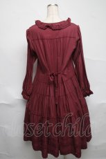 画像2: PINK HOUSE / ローンフリルティアードワンピース  ボルドー S-25-06-23-039-LO-OP-SA-ZS (2)