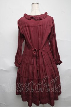 画像2: PINK HOUSE / ローンフリルティアードワンピース  ボルドー S-25-06-23-039-LO-OP-SA-ZS