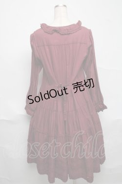 画像2: PINK HOUSE / ローンフリルティアードワンピース  ボルドー S-25-06-23-039-LO-OP-SA-ZS