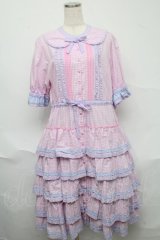 alcali / コットンギンガム前開きワンピース  ラベンダーチェック S-25-06-23-040-LO-OP-SA-ZS