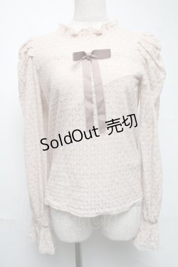 画像1: Amavel / リボン付き総レーストップス  ベージュ S-25-06-25-040-CA-TO-HR-ZH