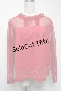 PINK HOUSE / チュール切替トップス  赤 S-25-06-25-044-LO-TO-AS-ZS