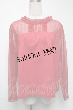 画像1: PINK HOUSE / チュール切替トップス  赤 S-25-06-25-044-LO-TO-AS-ZS