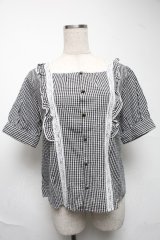 Fi.n.t / チェックブラウス  黒ｘ白 S-25-06-25-046-CA-BL-AS-ZS