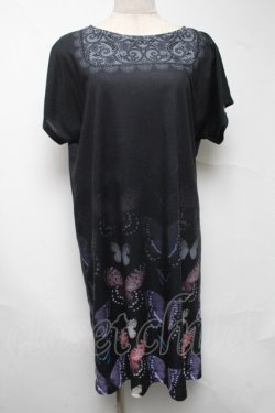 画像1: abilletage / Tシャツワンピース（バタフライ）  黒 S-25-06-25-047-GO-OP-HR-ZS