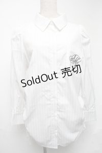 An MILLE / クシュットリボンシャツ  白 S-25-06-25-019-EL-TS-AS-ZS